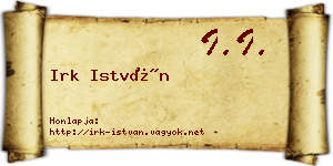 Irk István névjegykártya